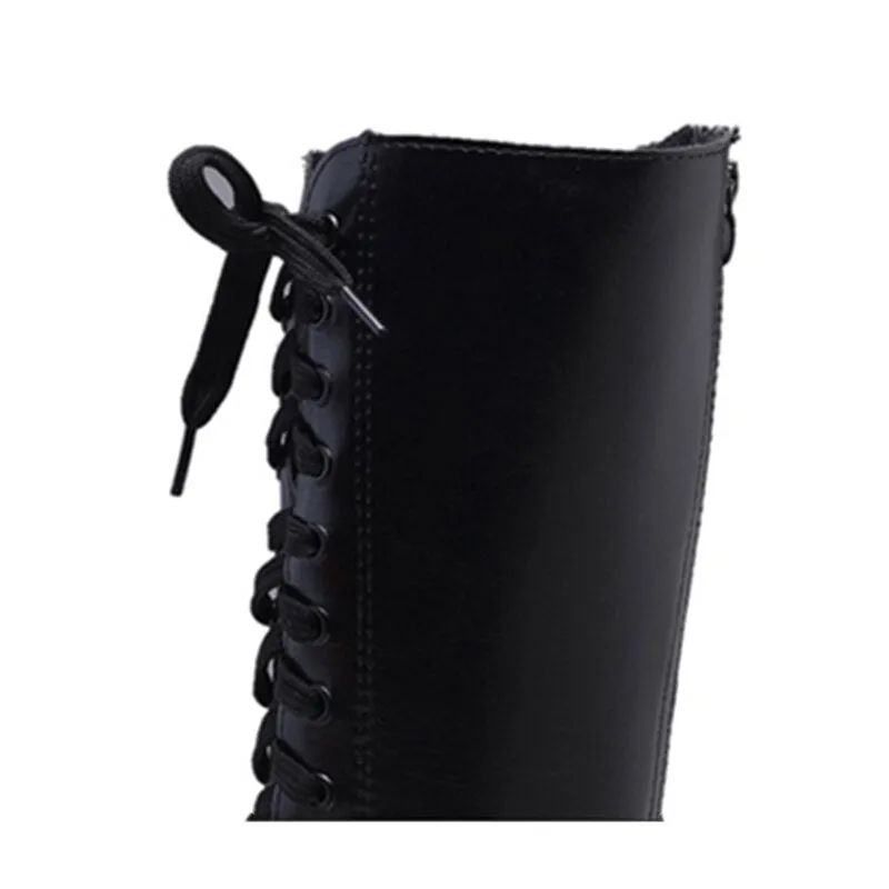 Pointed Toe Square Heel Shoes Women Knee-High  Boots
