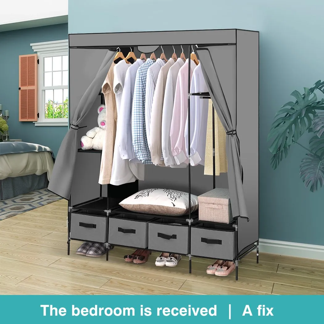 Portable Wardrobe 4 Drawers Large Storage Cabinet Organiser Shelf Rack