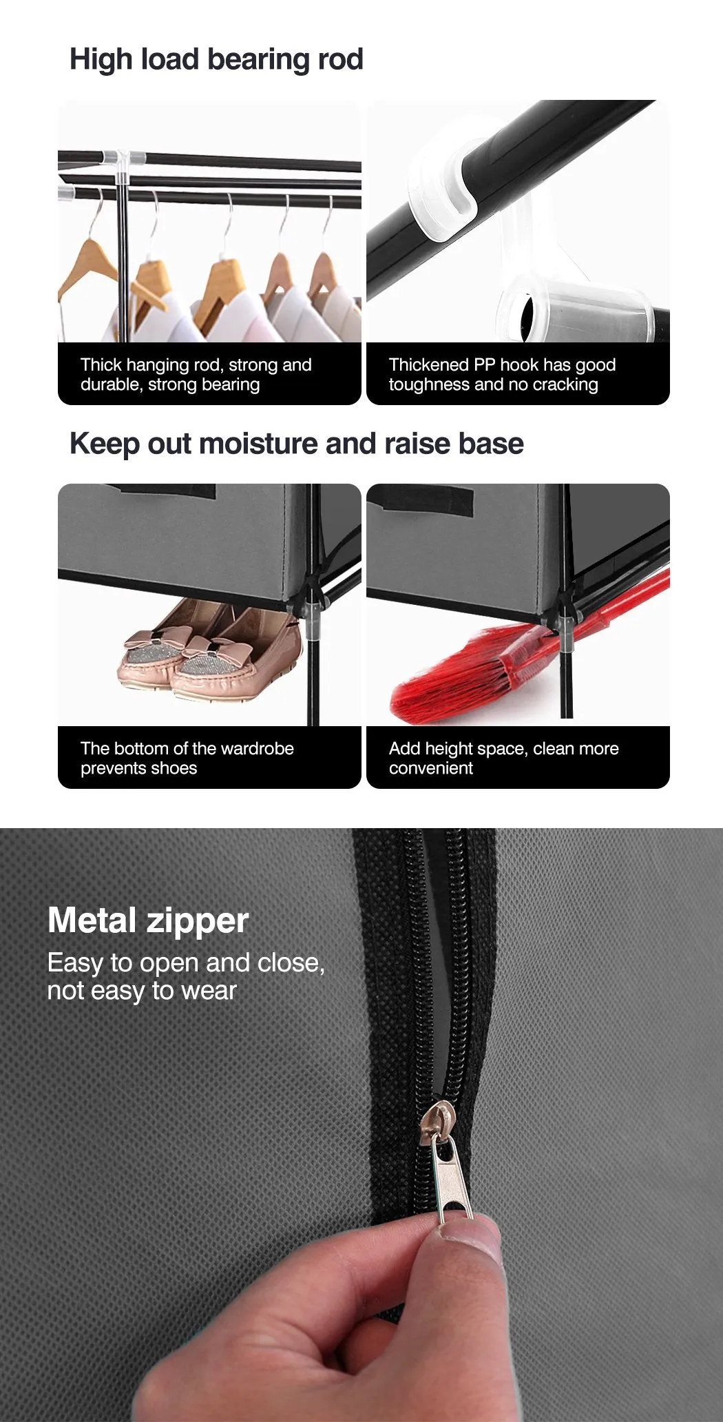 Portable Wardrobe 4 Drawers Large Storage Cabinet Organiser Shelf Rack