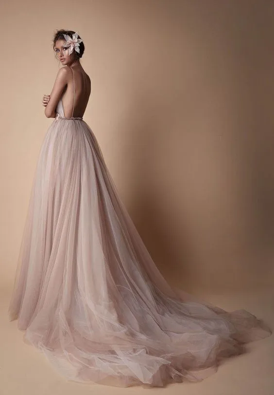 Prom Dress,Long Prom Dress,Sexy Backless Tulle Prom Dress,Unusual Prom Dress
