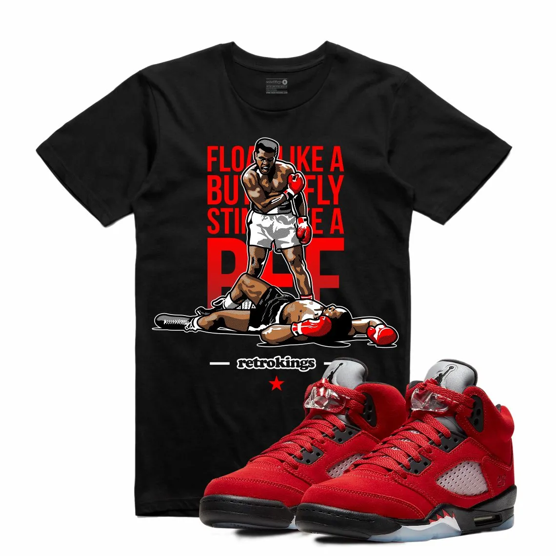 Retro Kings AJ5 TORO BRAVO STING LIKE A BEE TEE BLACK
