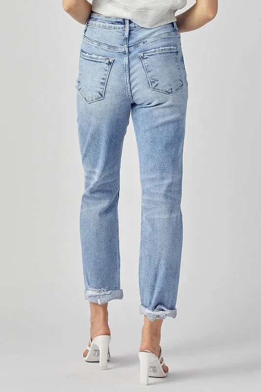 RISEN Boyfriend Distressed Stretch Jeans