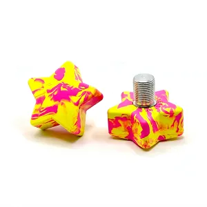 RollerStuff Twinkle Toes Adjustable Toe Stops Disco Lemonade (neon pink/yellow swirl)