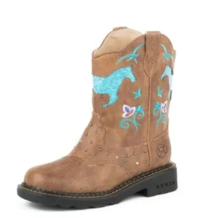 Roper Kids Horse Flowers Light Up Boots