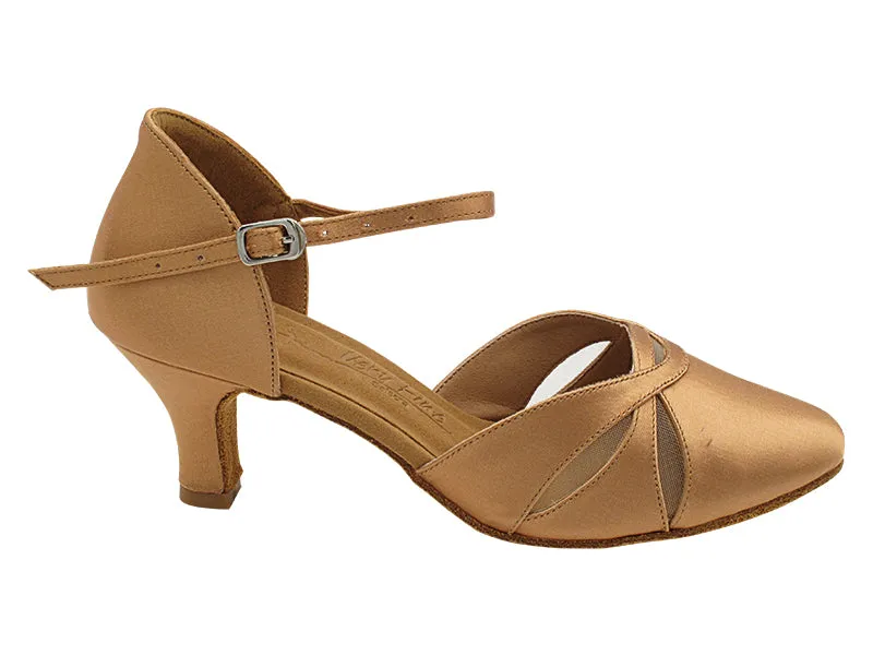 SERA3707 Tan Satin & Flesh Mesh