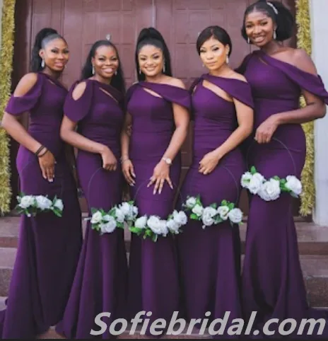 Sexy Grape Sleeveless Mermaid Floor Length Bridesmaid Dressses, SFWG00453