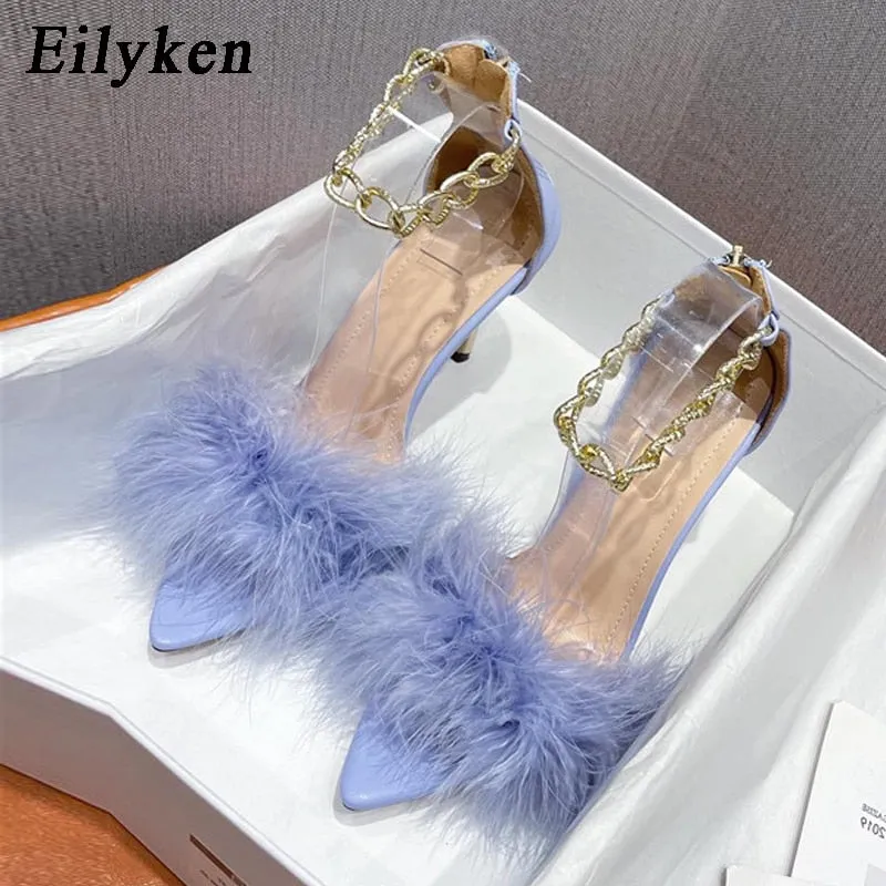 Sexy Pointed Toe Feather Zipper
