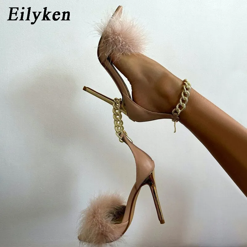 Sexy Pointed Toe Feather Zipper