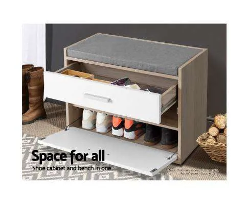 Shoe Cabinet Bench Shoes Storage Organiser Rack Fabric Seat Wooden Cupboard Up to 8 pairs