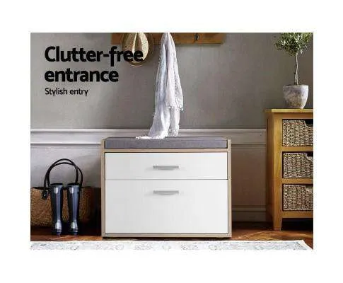 Shoe Cabinet Bench Shoes Storage Organiser Rack Fabric Seat Wooden Cupboard Up to 8 pairs