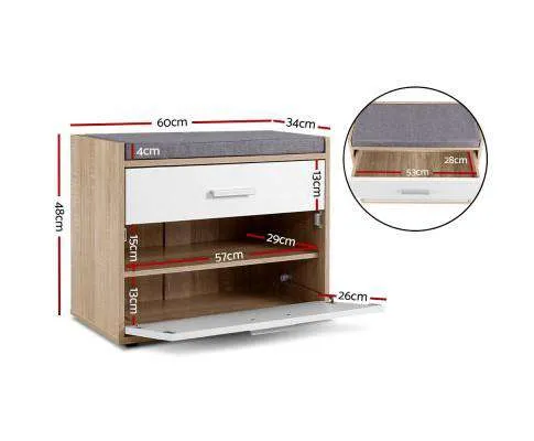 Shoe Cabinet Bench Shoes Storage Organiser Rack Fabric Seat Wooden Cupboard Up to 8 pairs