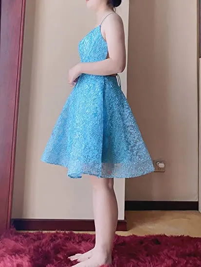 Short Homecoming Dress for Juniors A-line Graduation Spaghetti Straps Party Gown OKY48