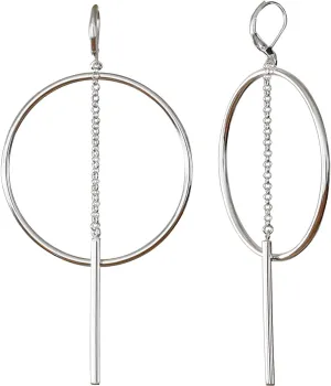 Silver Dangle Hoop Earrings for Women