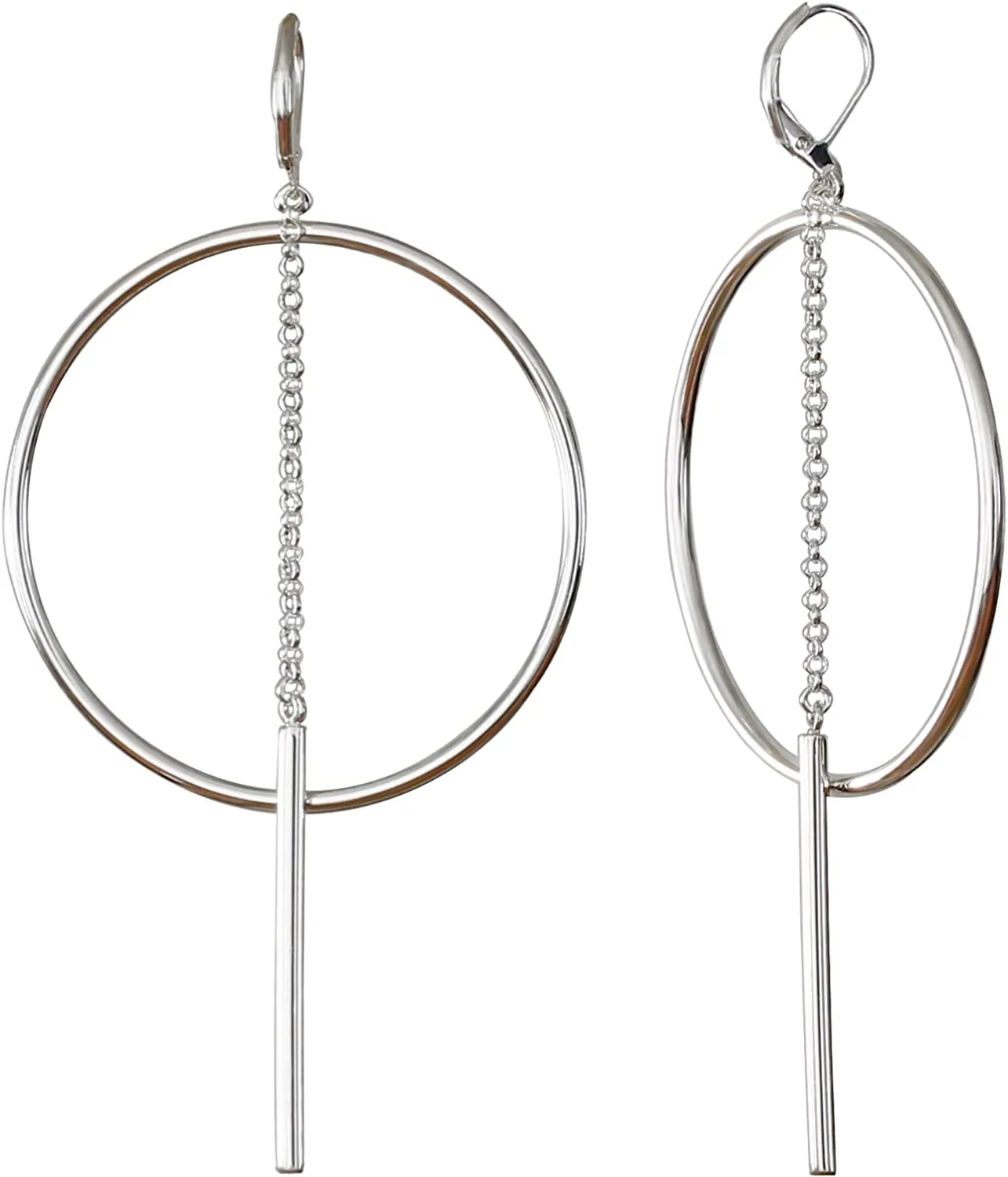 Silver Dangle Hoop Earrings for Women