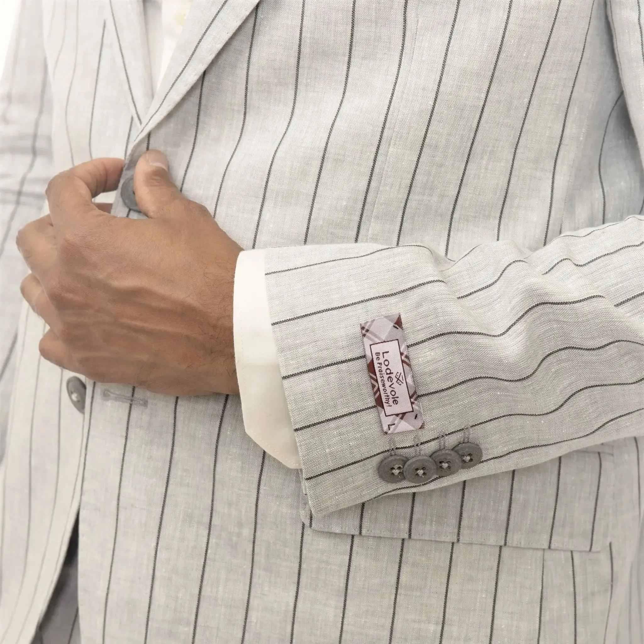 Slim Fit Blazer Grey With Black Pinstripes