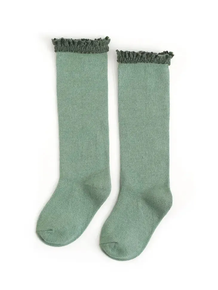 Spearmint Lace Top Knee High Socks