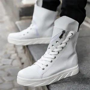 Street Style Thick Sole High Top Zipper Boots for Male Rapper