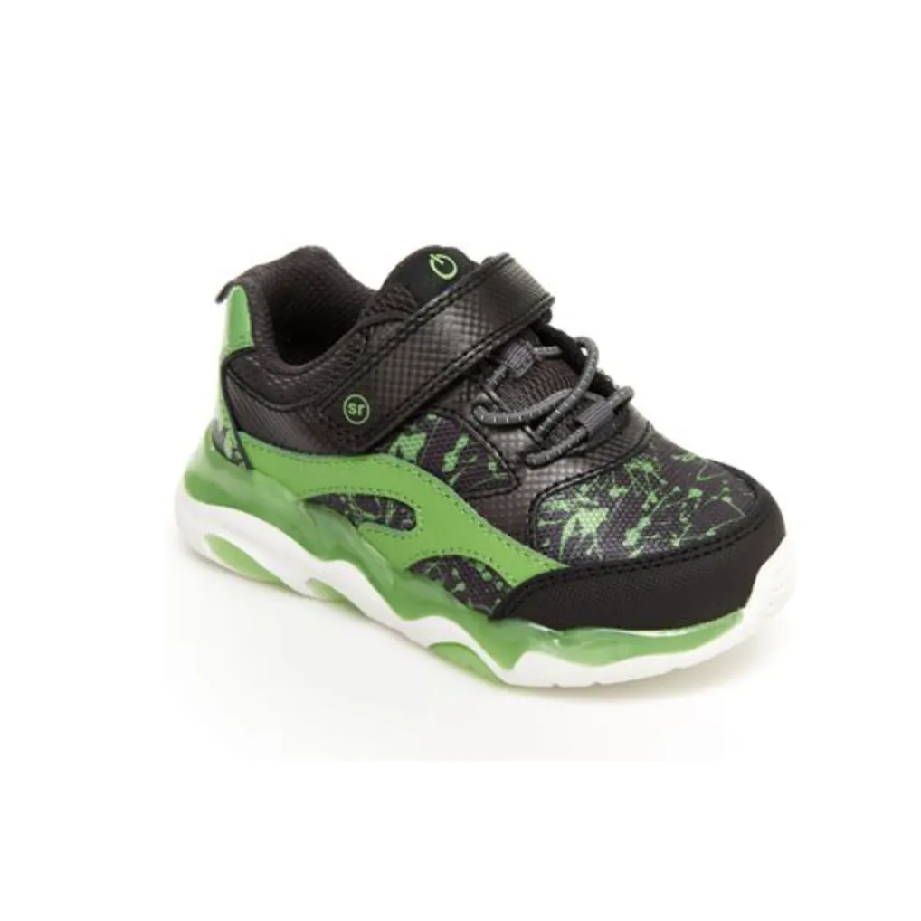 Stride Rite Light-Up Swirl Kid Sneaker - Black/Lime