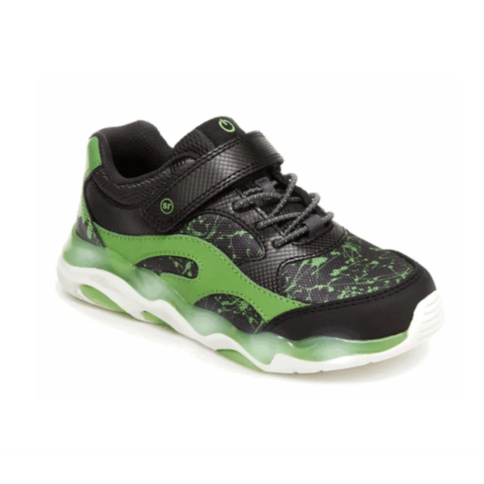 Stride Rite Light-Up Swirl Kid Sneaker - Black/Lime