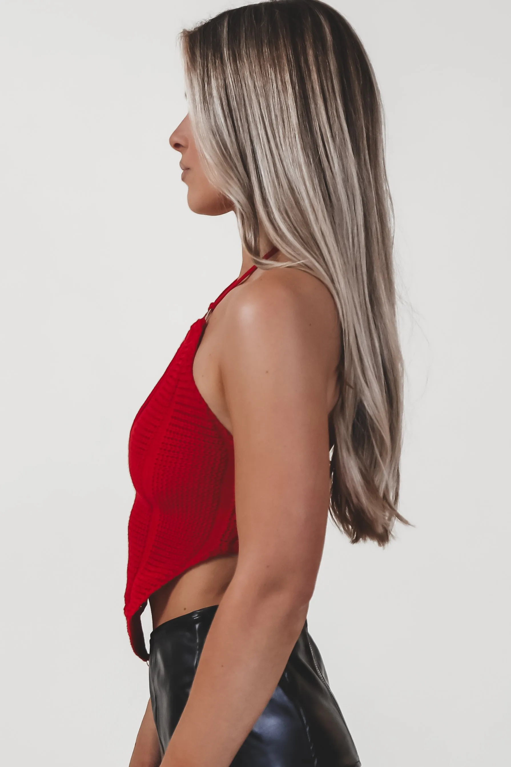 The Rest Is History Red Halter Neck Top