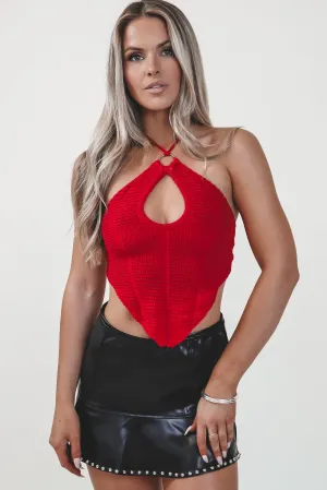 The Rest Is History Red Halter Neck Top