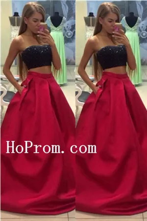 Two Piece Prom Dresses,Long Prom Dress,Evening Dress