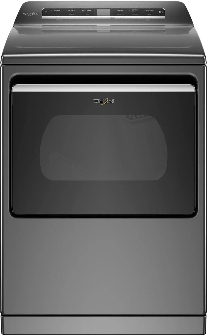 Whirlpool - 7.4 Cu. Ft. Smart Electric Dryer with Steam and Advanced Moisture Sensing - Chrome Shadow - display_model