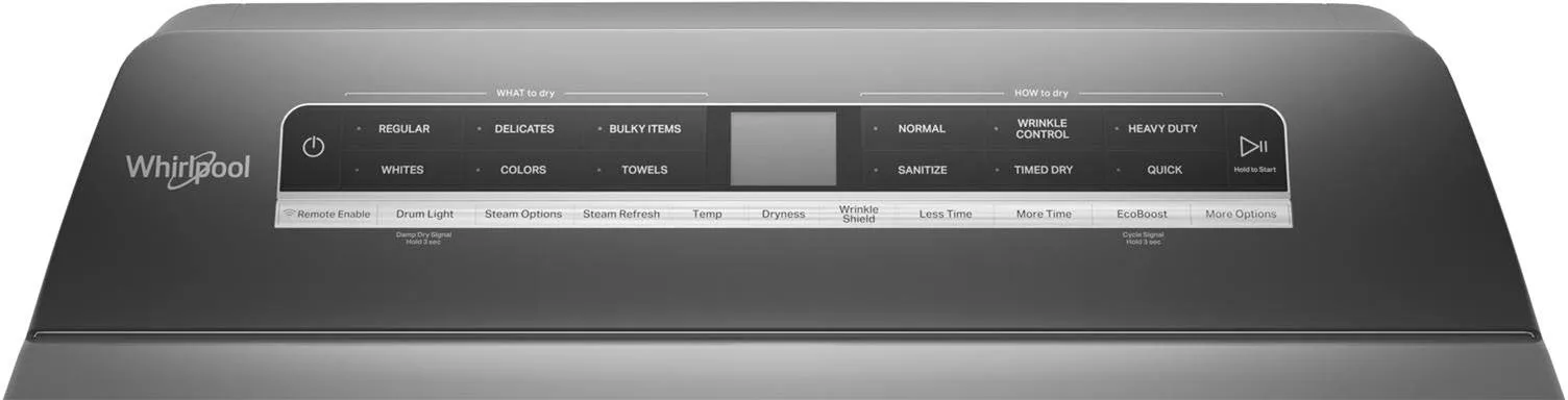 Whirlpool - 7.4 Cu. Ft. Smart Electric Dryer with Steam and Advanced Moisture Sensing - Chrome Shadow - display_model