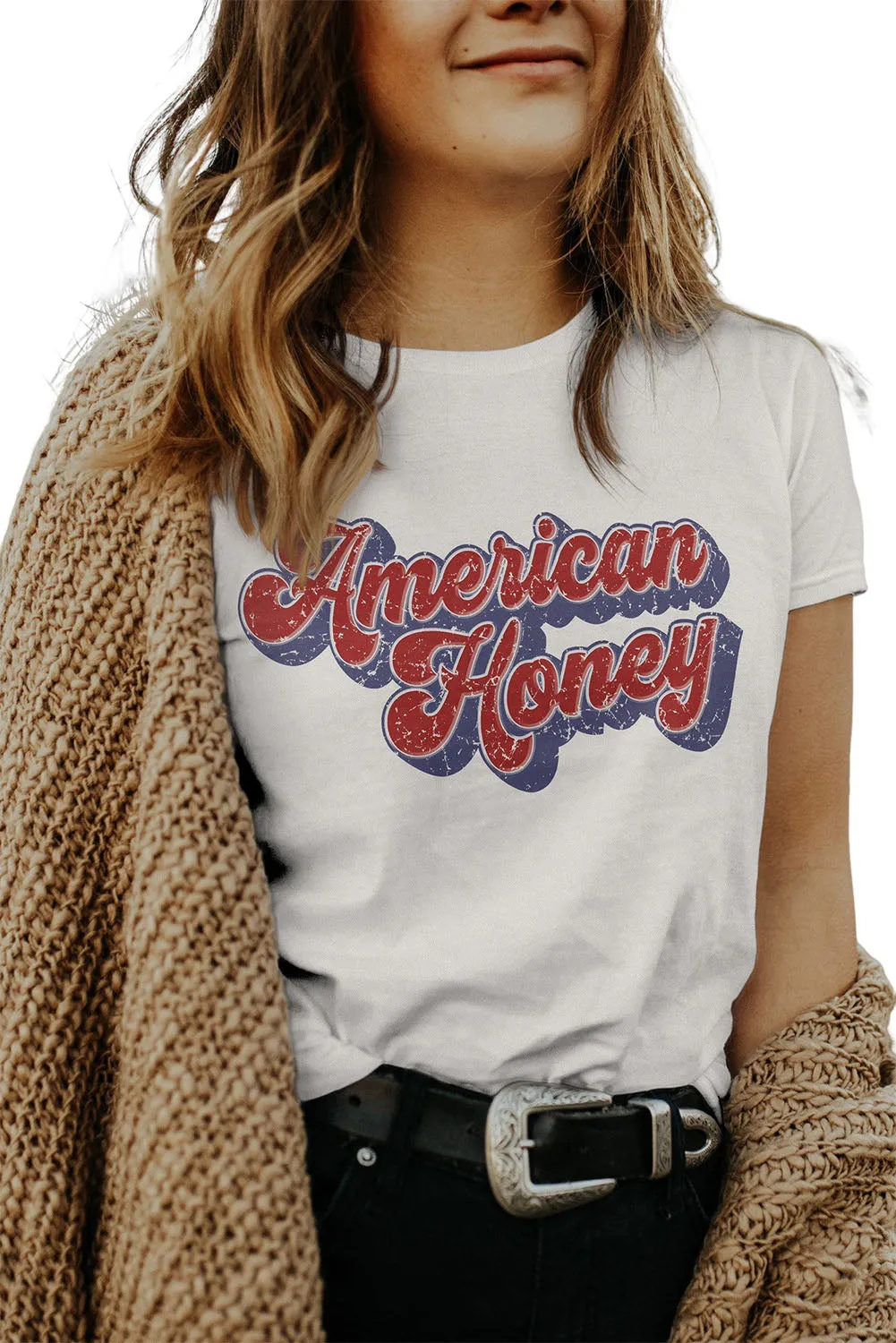 White American Honey Graphic Casual Tee