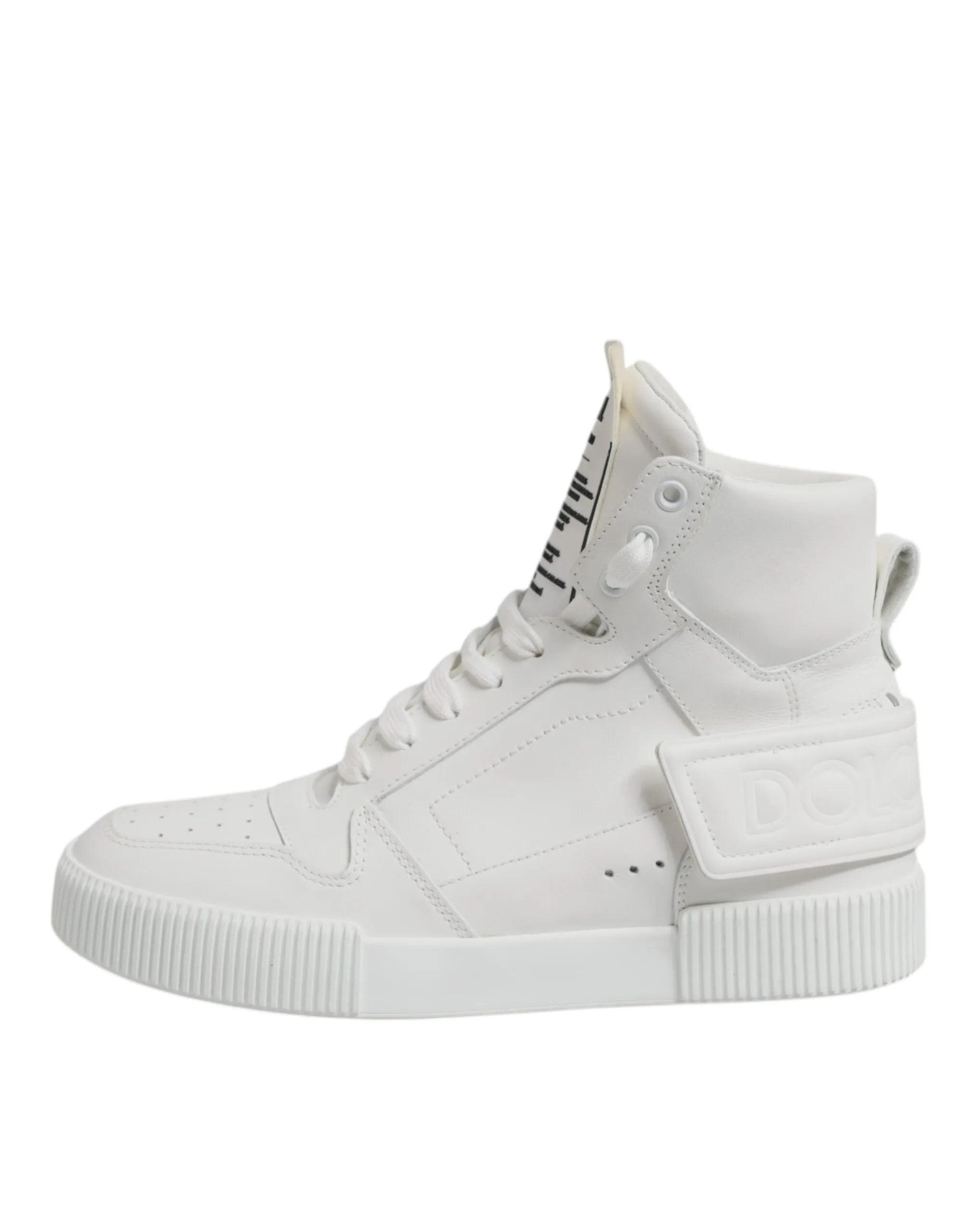White Leather High Top Sneakers Shoes
