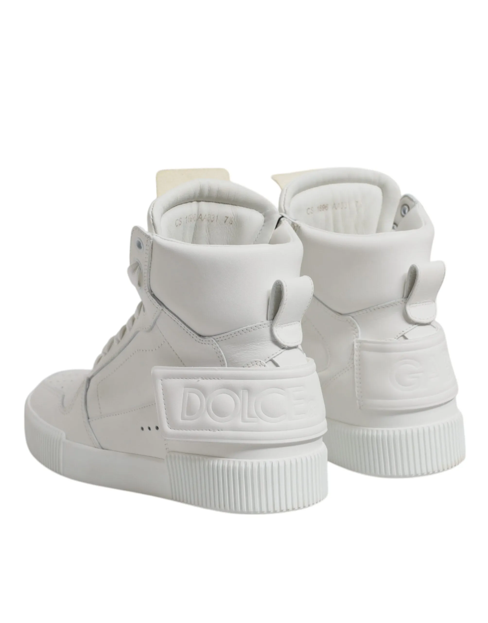 White Leather High Top Sneakers Shoes