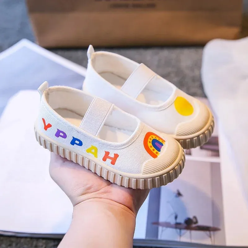 White Toddler Girl Canvas Strawberry Kids Shoes
