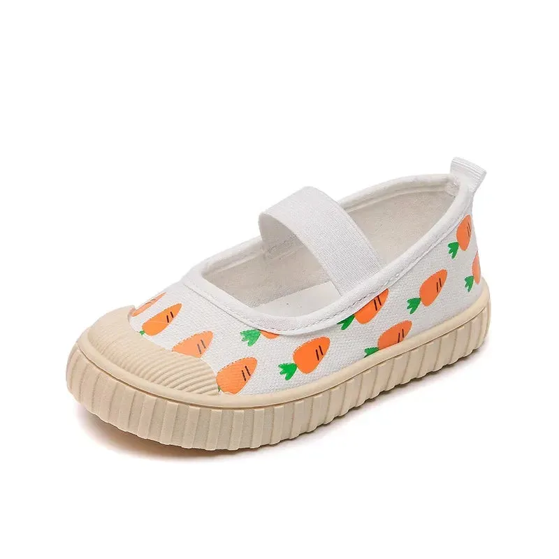 White Toddler Girl Canvas Strawberry Kids Shoes