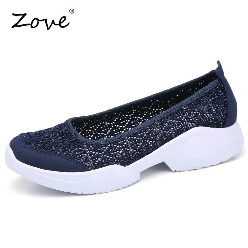 Women Flats Sneakers Shoes Breathable Mesh Walking Sneakers Ladies Woman Slip On Ballet Loafers