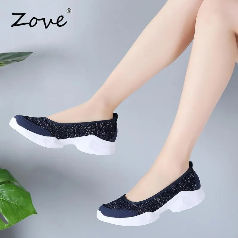Women Flats Sneakers Shoes Breathable Mesh Walking Sneakers Ladies Woman Slip On Ballet Loafers