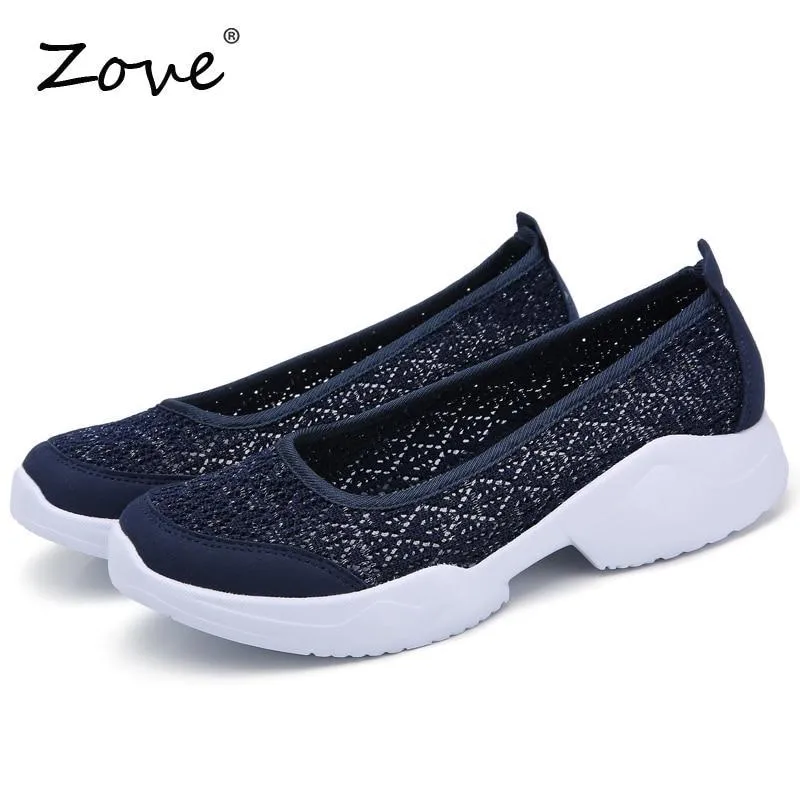Women Flats Sneakers Shoes Breathable Mesh Walking Sneakers Ladies Woman Slip On Ballet Loafers
