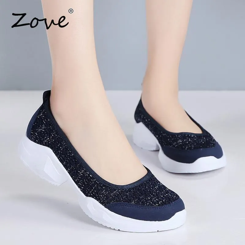 Women Flats Sneakers Shoes Breathable Mesh Walking Sneakers Ladies Woman Slip On Ballet Loafers