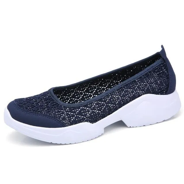 Women Flats Sneakers Shoes Breathable Mesh Walking Sneakers Ladies Woman Slip On Ballet Loafers