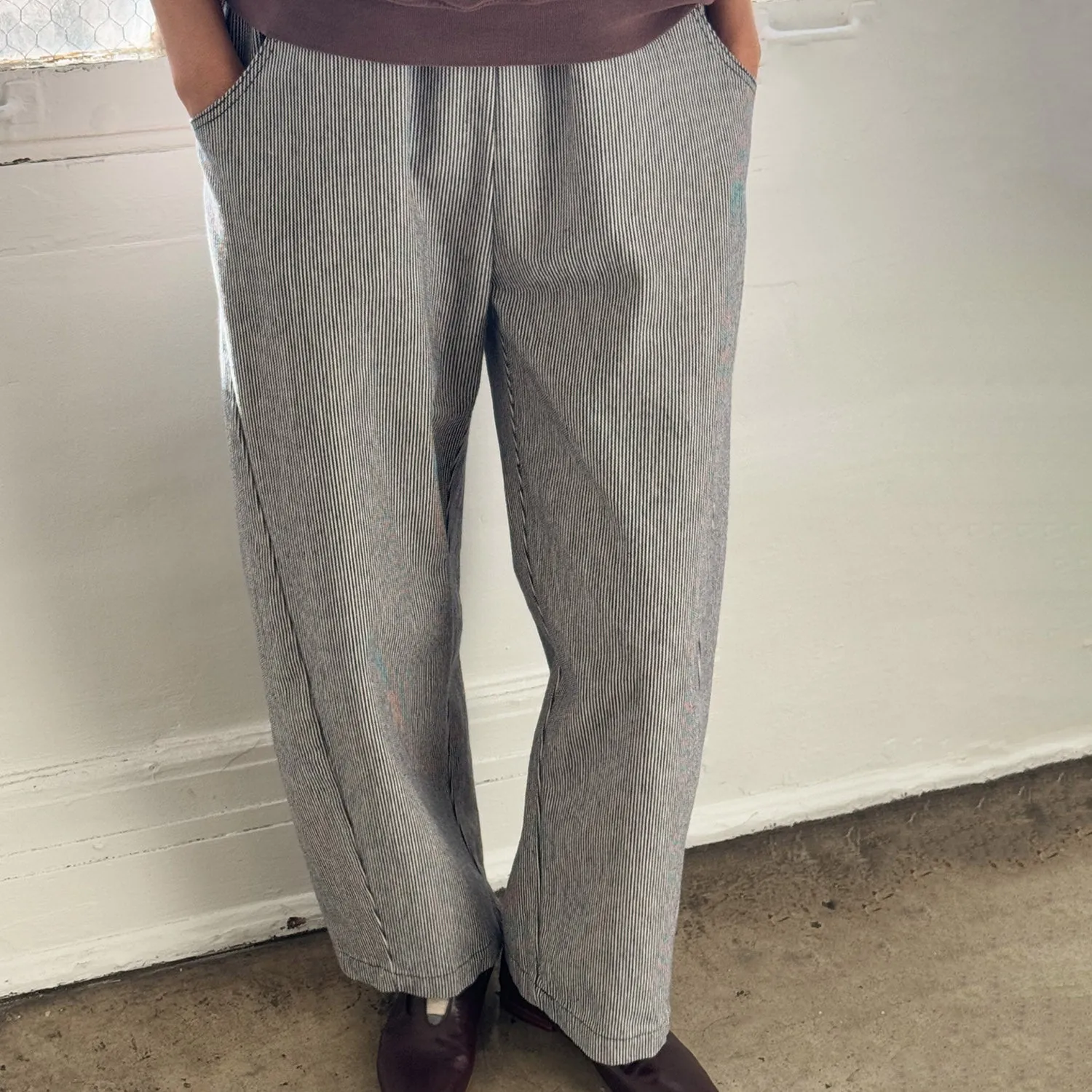 Women's Cotton Arc Pants - Navy Stripe