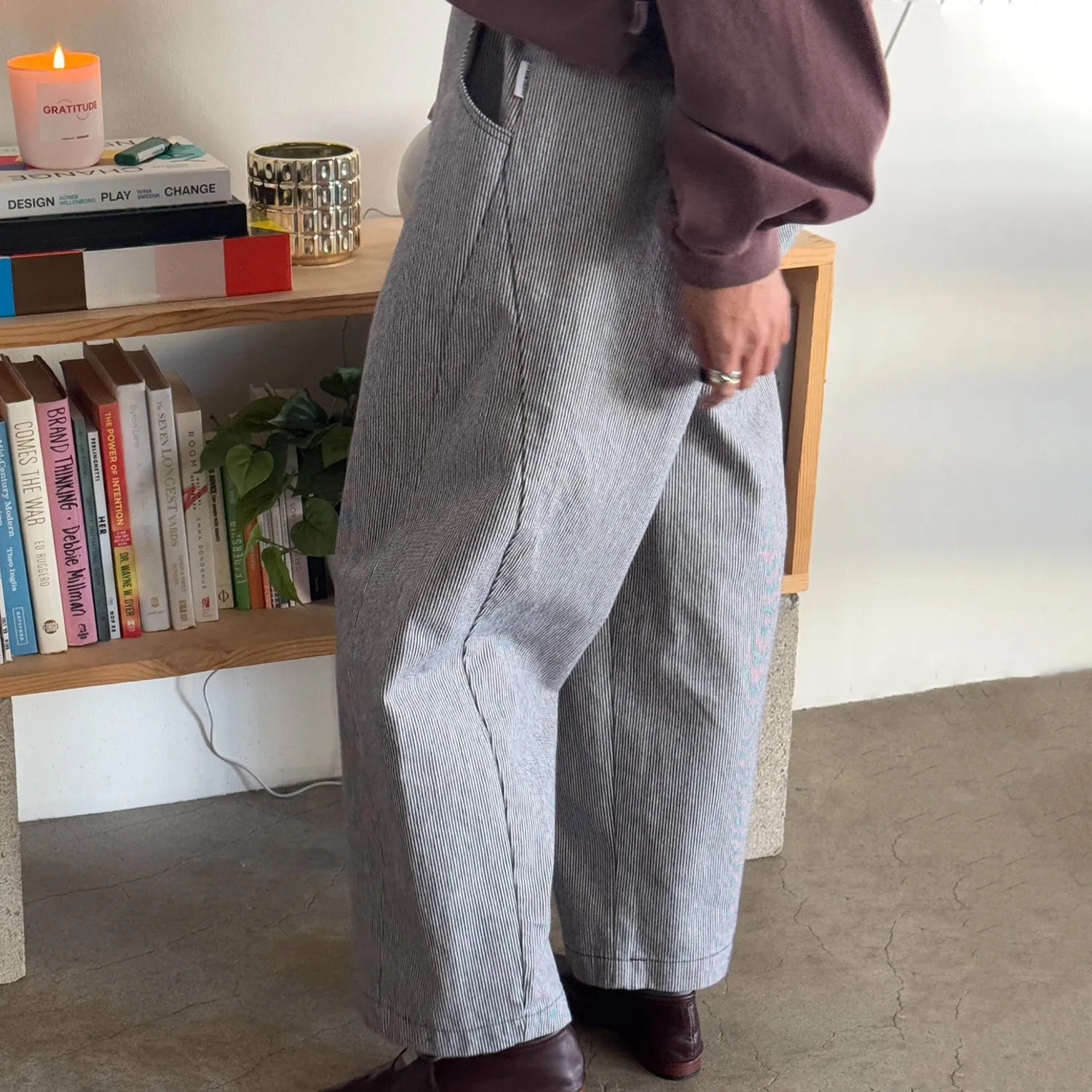 Women's Cotton Arc Pants - Navy Stripe