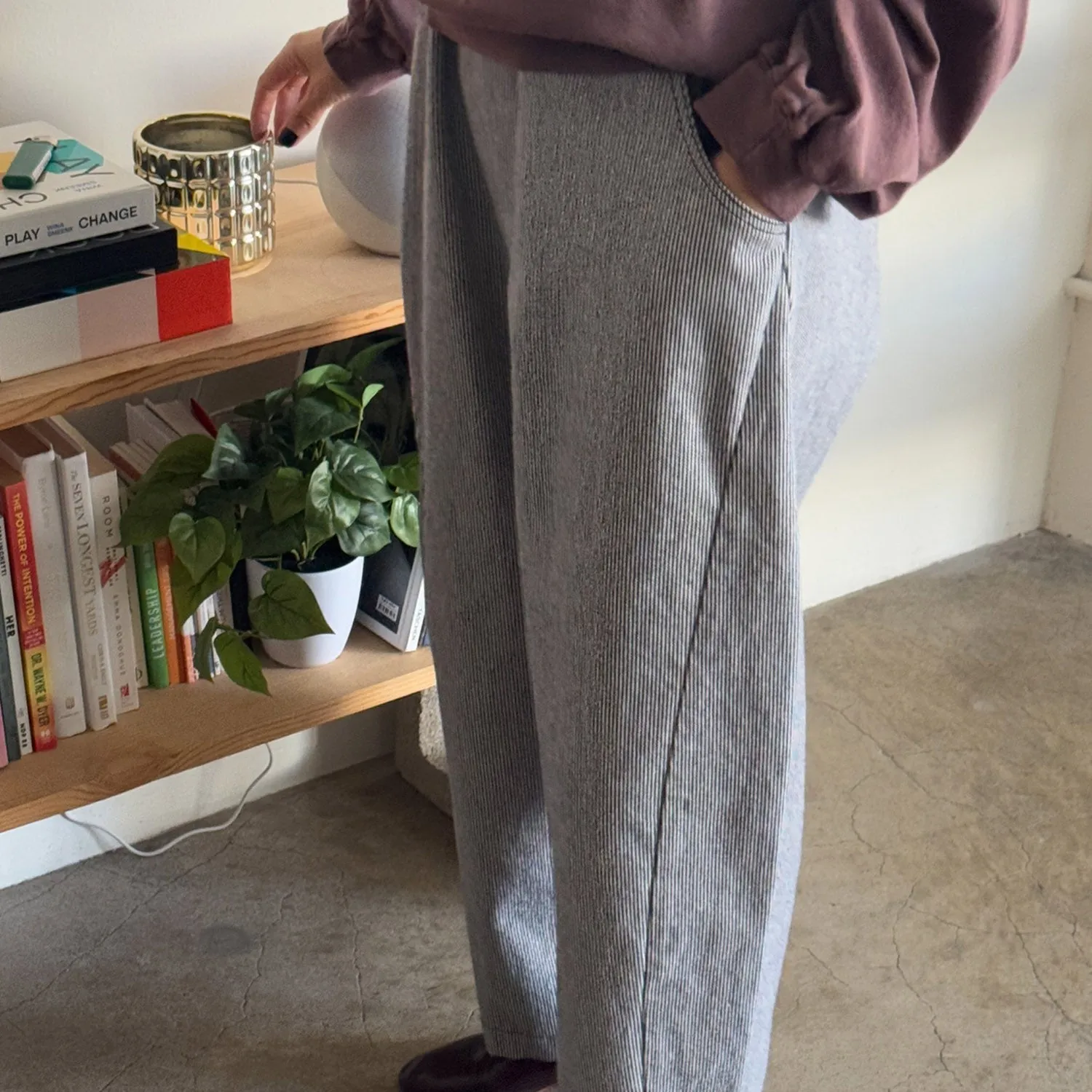 Women's Cotton Arc Pants - Navy Stripe