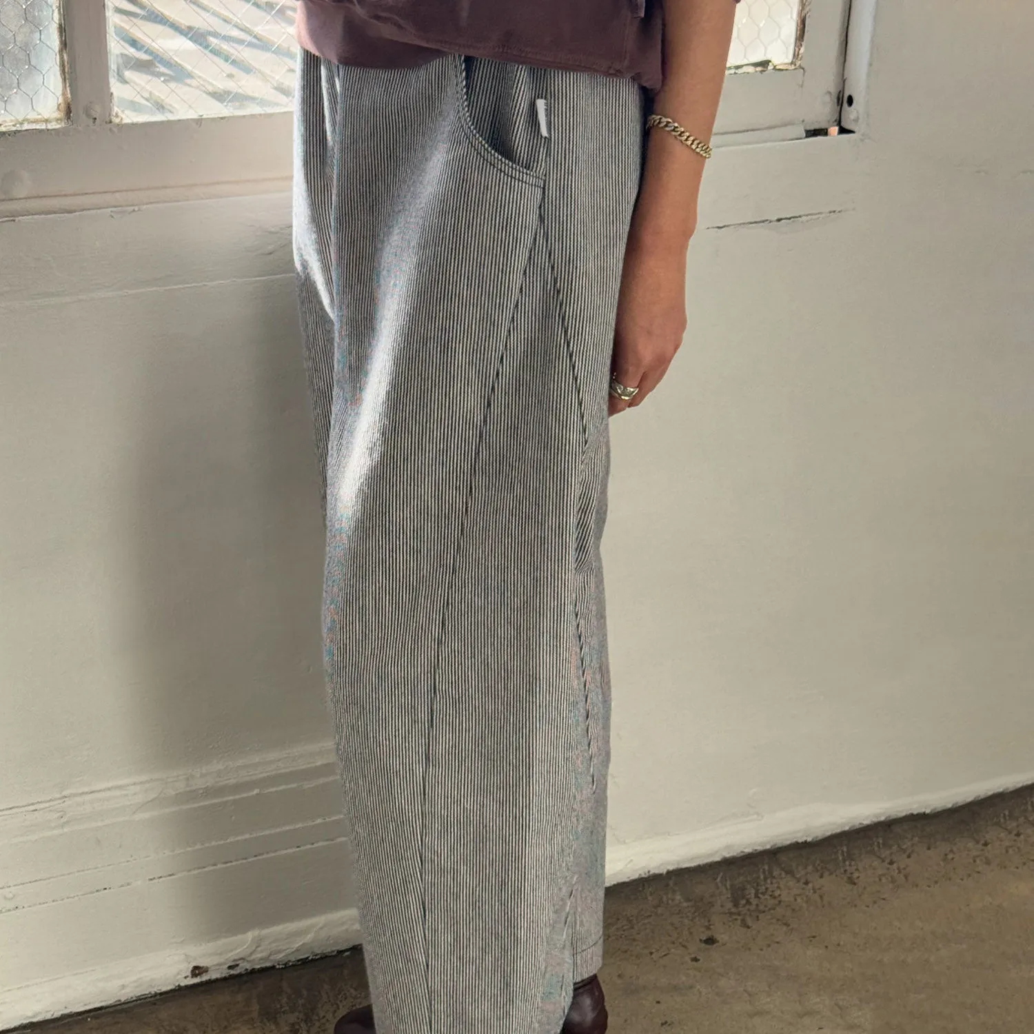 Women's Cotton Arc Pants - Navy Stripe
