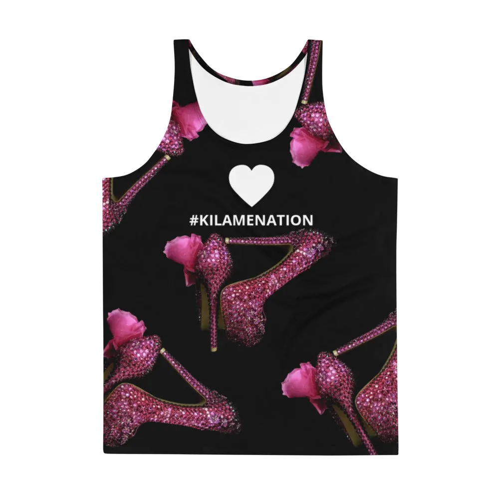 Women's Racerback Tank Nina 'Pink crystals shoes Kilamenation'