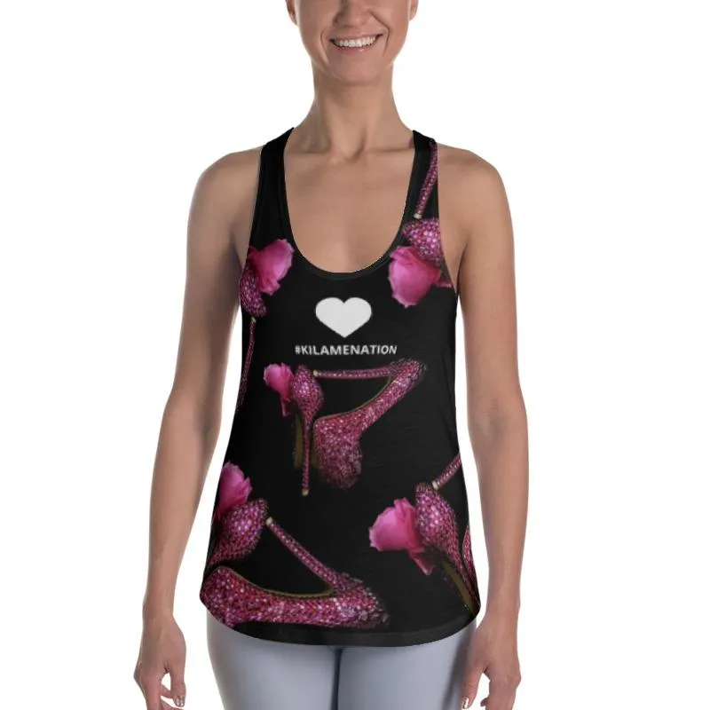 Women's Racerback Tank Nina 'Pink crystals shoes Kilamenation'