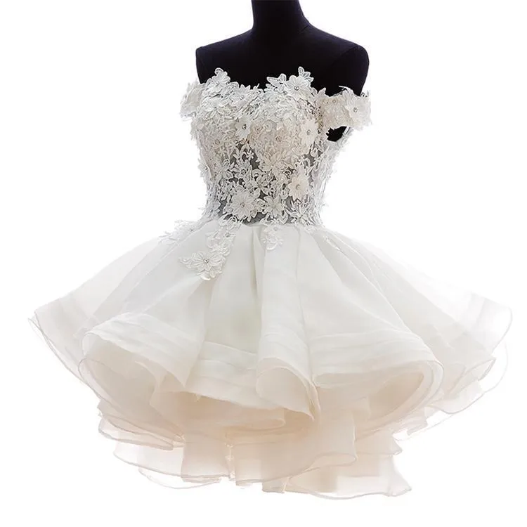 Women's Tulle Mini Cocktail Party Dress Short Prom Gown