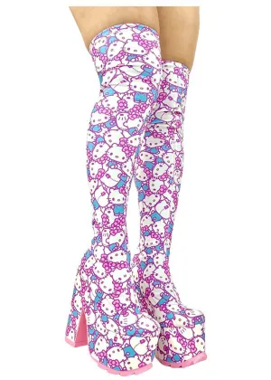 YRU Shoes x Hello Kitty Labyrinth Kawaii Platform Boots White