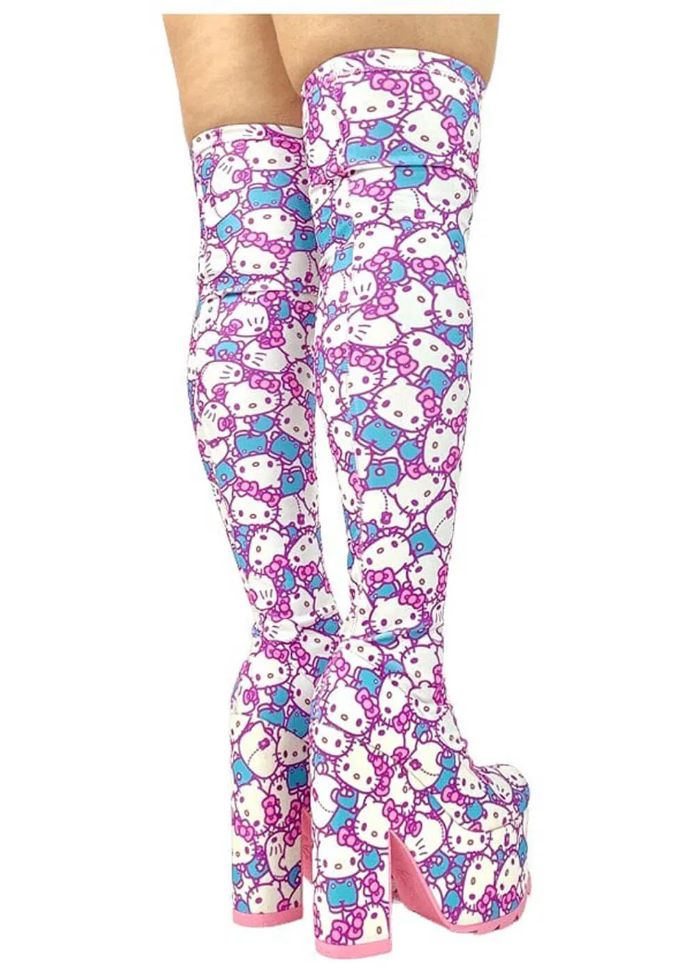 YRU Shoes x Hello Kitty Labyrinth Kawaii Platform Boots White