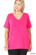 Zenana Premium Fabric Short Sleeve V-Neck Tee COFFEE  RT-2109XP