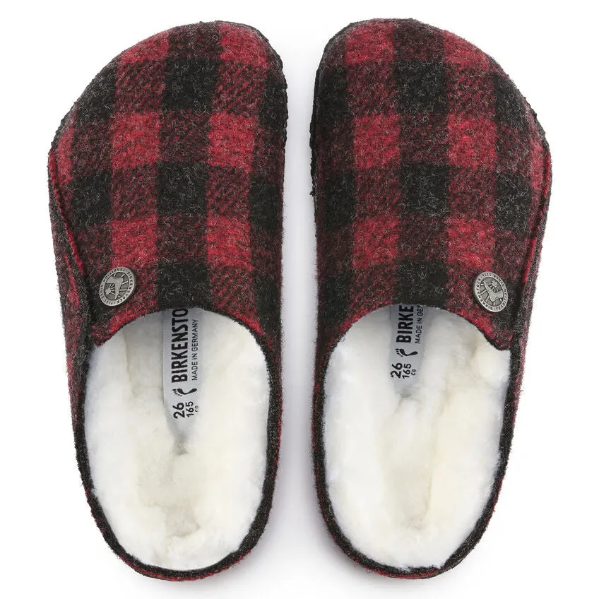 Zermatt Kids - Plaid Red Wool Felt Shearling||Zermatt pour enfants - Feutre de laine et fourrure écossais rouge